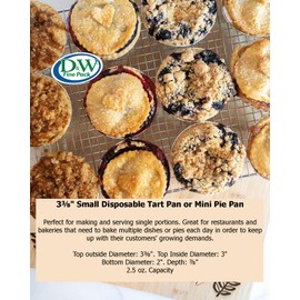 D&W Fine Pack Disposable 3" Aluminum Foil Tart Pans - Perfect Round Tins for Baking Mini Pies, Storing and Preparing Food - A90 (Pack of 100)