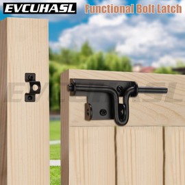 EVCUHASL Slide Bolt Gate Latch with Padlock Hole, Heavy Duty Sliding Bolt Door Lock Hardware for Wooden Fence, Shed Gates, Barn Doors, Backyard Gate, Bolt Latch with Black Finish, 4 Pack