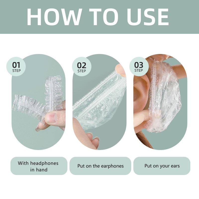 100 pcs Disposable Ear Covers for Shower, Clear Waterproof Ear