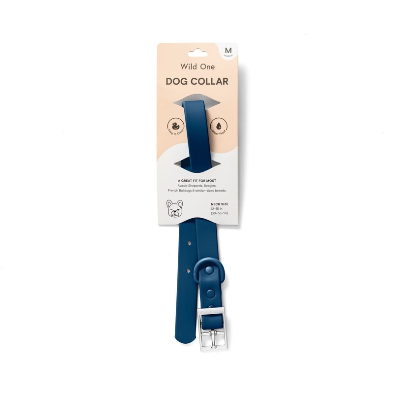 Wild One Navy Dog Collar, Medium