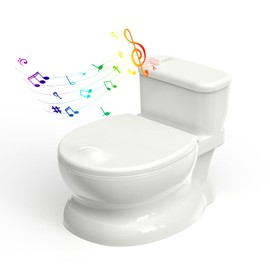 PipNest Potty Training Toilet，Realistic Toilet with Flushing Sounds, Wipes Storage and Disposable Liners for Toddler Boys and Girls, Easy to Clean, White