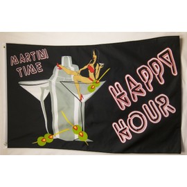 Nuge Happy Hour 3' X 5' Martini Time Indoor Outdoor Party Banner