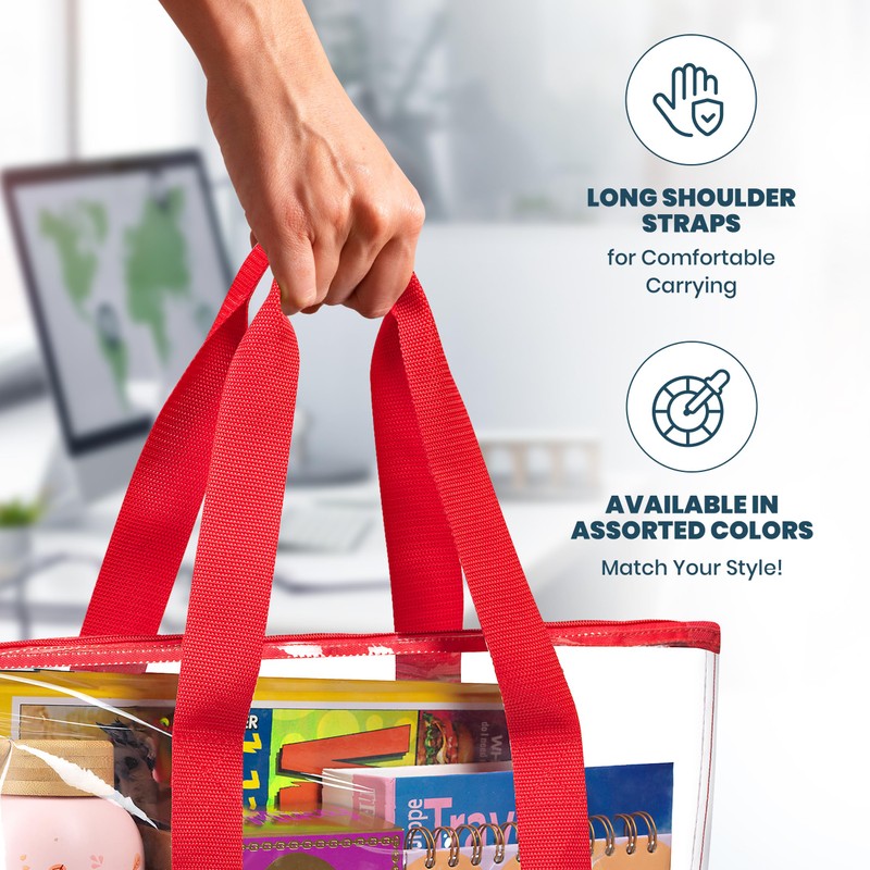 Handy Laundry Clear Tote Bag - Zipper Closure, Long Shoulder