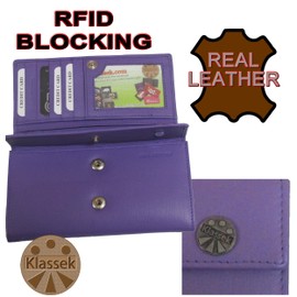Klassek Bumblebee Womans Purple Purse Busy Bee Brand Image on Real Animal Leather RFID Honey Accessory Gift