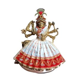 My God Gift Navratri Special, MATA Rani Vastra, Devi MATA Poshak, Durga MATA Dress, Radha Rani Poshak for Standing Idol, Made of Silk Cloth (White, 6 Inches)