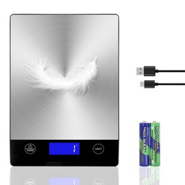 Ionsno Rechargeable Food Scale, 22lb Digital Kitchen Scale for Food in Gram and Ounce, 0.1oz/1g Precise, 304 Stainless Steel, Perfect for Meal Prep, Cooking, and Baking, Batteries and Charging Cable