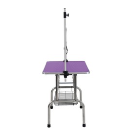Pet Grooming Table Dog Grooming Table Portable Dog Bathing Station Dog Grooming Stand W/Arm Clamp Noose, Folding Pet Grooming Table for Cat or Dogs, Heavy Duty Stainless Steel Legs (Purple, 36in)