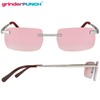 grinderPUNCH Small Slim 90's Popular Nineties Rectangular Sunglasses Clear Rimless