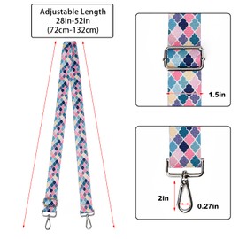 Purse Strap Silver Hardware Wide Bag Straps Replacement Crossbody Adjustable Shoulder Strap for Purses Canvas Tote Handbags