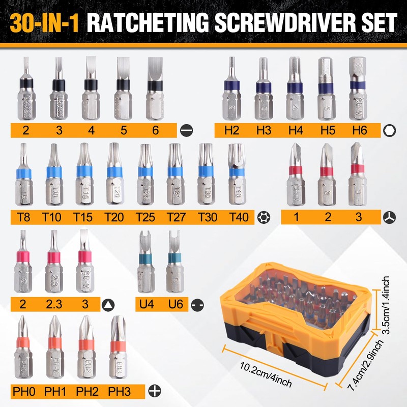 LEONTOOL Bit Ratchet Set, 32-Piece Set, Mini Ratchet Wrench Set,