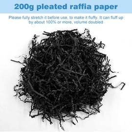 Crinkle Cut Paper 200g Shred Filler for Gift Wrapping & Basket Filling,Crinkle Paper Tissue Paper Raffia Paper for Gift Box Easter Basket Grass Christmas Mother's Day Birthday Gift Wrapping (Black)