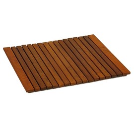Bare Decor Lykos String Spa Shower Mat in Solid Teak Wood Oiled Finish, Large