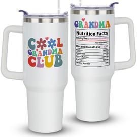 Heqianco Gifts For Grandma,40 oz Grandmother Tumbler With Handle,Mothers Day Gifts For,Grandma Birthday Gift From Grandchildren,New Grandmother Gift,Granny Coffee Cups With Straw and Lid, Travel Mugs