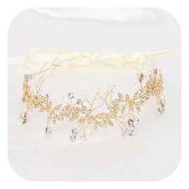 Pearl Rhinestone Bridal Headpieces, Bride Wedding Hair Vine Rhinestone Wedding Headband Gold Leaf Bride Headband Wedding Headpiece for Bride Wedding Hair Accessories Hair Accessories for Women