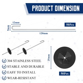 Aiyomi 50Packs Solar Panel Guard Clips Animal Guard Roll Kit Animal Guard Fastener Solar Panel Bird/Critter Guard Fastener Clips Wire Mesh Fastener (25 mm)