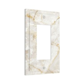 ybclf White Gold Marble Light Switch Cover 1 Gang Single Rocker Wall Plate Decorative Golden Lightswitch Switchplate Faceplate for Bathroom Kitchen Bedroom