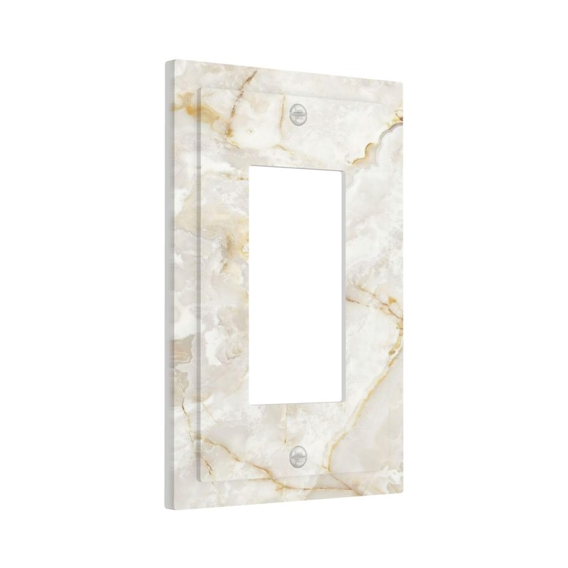 ybclf White Gold Marble Light Switch Cover 1 Gang Single