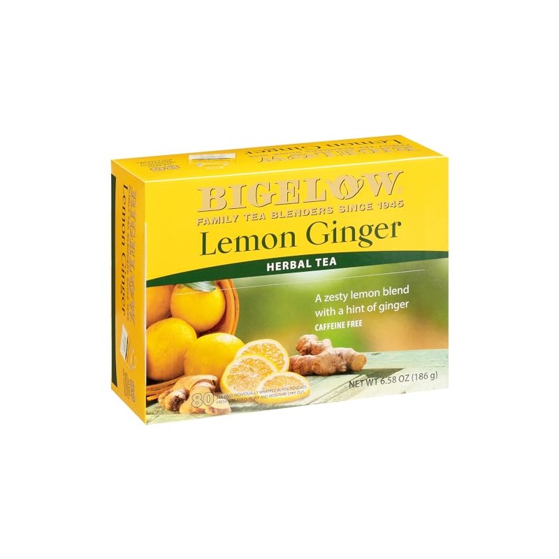 Bigelow Lemon Ginger, 80 Count Box (Pack of 1) Caffeine