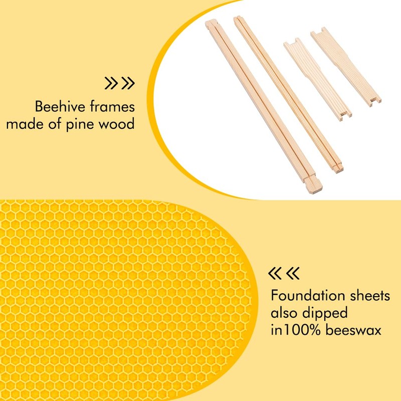 Honey Lake Deep Beehive Frames and Foundations Kit, 10 Pack