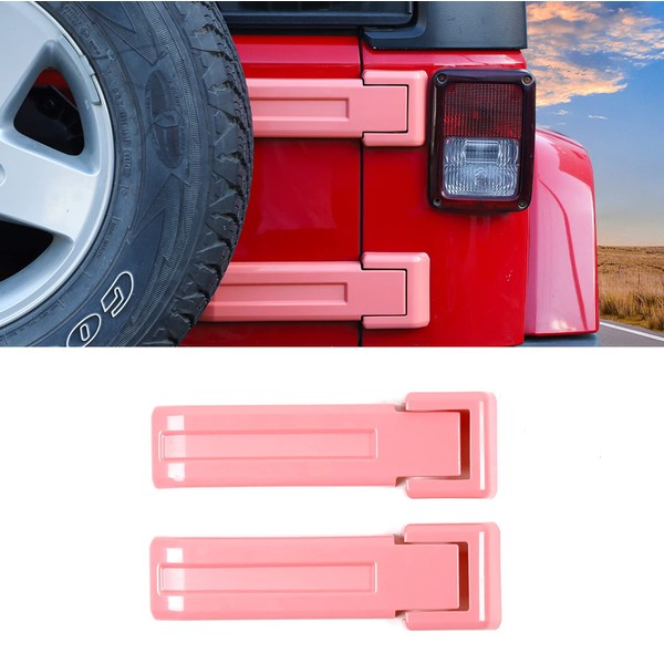 SQQP Tailgate Hinge Cover,Spare Tire Rear Door Bracket Trim Cover Trim 2Pcs for 2007-2017 Jeep Wrangler JK & Unlimited(Pink)