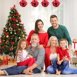 Ciieeo 20pcs Christmas Star Iron Bell Mini Colorful Hollow Bells Metal Glitter Jingle Bell with Ribbon for Christmas Tree Wreath Home Decoration (Red 9cm)