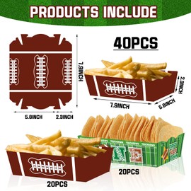 kaixiaoru 40Pcs First Year Down Football 1st Birthday Decorations Football Party Paper Food Trays Disposable Bowls Food Boats for Football Themed First Birthday Party Decorations Supplies(2 Styles)
