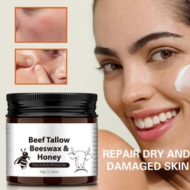 Beef Tallow Honey Balm,Beef Tallow Honey Balm for Skin,Beef Tallow Face Moisturiser for women & Men,High Moisturising & Soft Skin Tone,Beef Tallow Cream for Face & Body, Repair Skin Barrier-60g