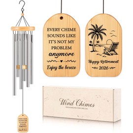 Retirement Wind Chimes for Woman, Retirement Gifts for Women Men 2026, Retired Gifts for Cowoker, Boss, Friends, Retirement Present Ideas, Happy Retired Wind Chime Decoration