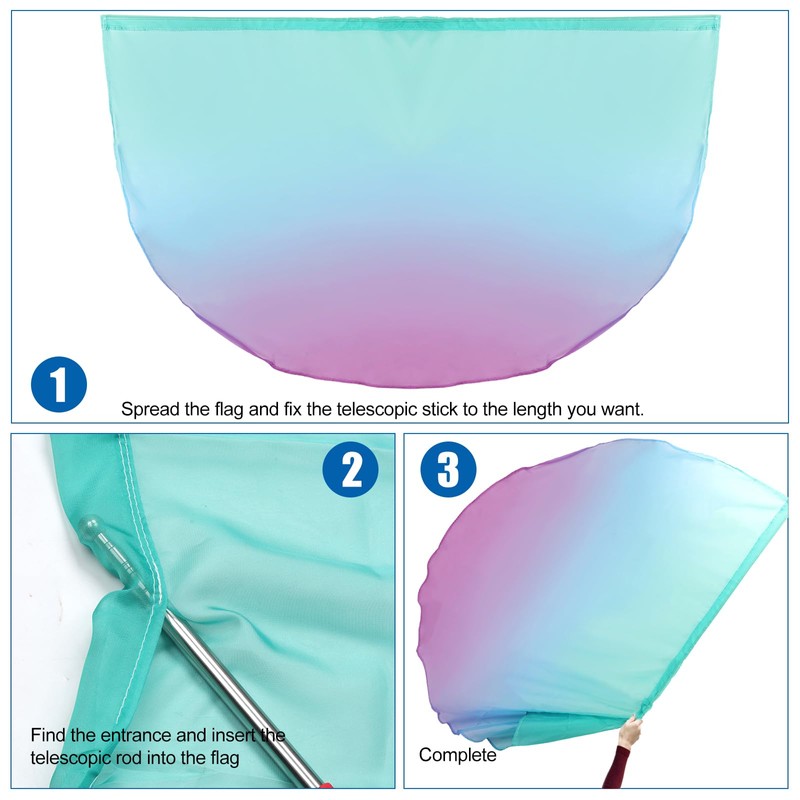 2Pcs Half Circle Worship Flag, 140x92cm Praise Flags with 2
