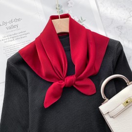 MEISEE 100% Pure Mulberry Silk Scarf 26"x26"(in) Square Scarf Head Neck Headscarf for Women with Gift Packed-Wine red