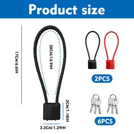 2-Pack Steel Rope Padlocks with Keys – Heavy-Duty Flexible Steel Cable Locks with Long Shackle for Indoor & Outdoor Use, Ideal for Bicycles, Gates, Wheelie Bins, Gym Lockers & Suitcases