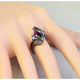 HUUGVBCO 18k Black Gold Marquise Stone Crystal Ring for Women Natural Genuine Horse Eye Stone Gem Gemstone Ring Cocktail Punk Biker Antique Crystal Boho Ring Jewelry(9)