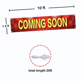 Coming Soon Banner,Updated Oxford Opening Soon Large Banner for Outdoor Indoor Store Sign-10x1.5 Feet