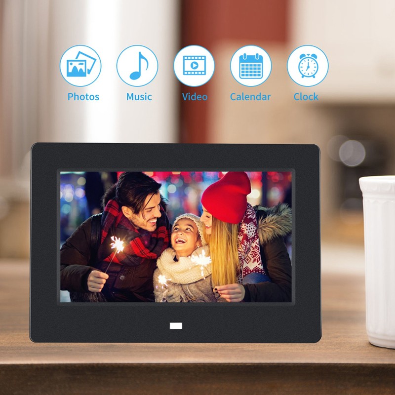 7Inch 1024*600HD Digital Photo Picture Frame Alarm Clock Player Album