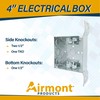 (2 Pack) 4-Inch Square Metal Box with Side Mounting Bracket,