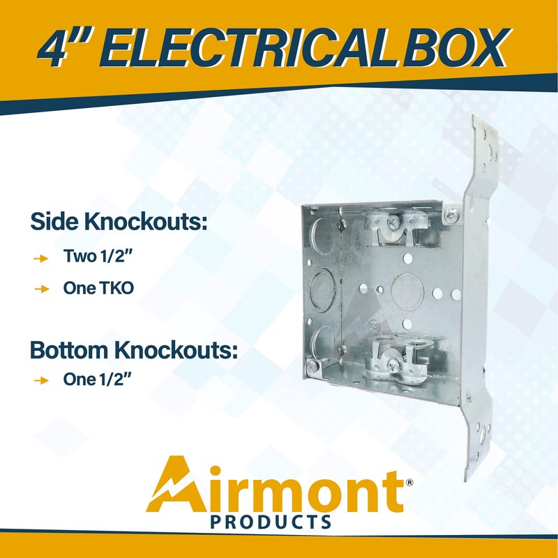(2 Pack) 4-Inch Square Metal Box with Side Mounting Bracket,