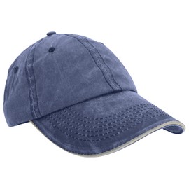Result Washed Fine Line Cotton Baseball Cap with Sandwich Peak (One Size) (Navy/Putty)