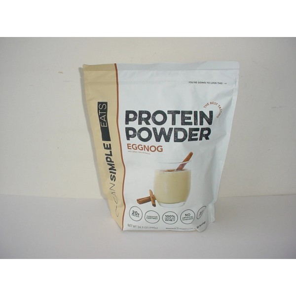 Clean Simple Eats Whey Protein Powder 34.9 oz EGGNOG Exp