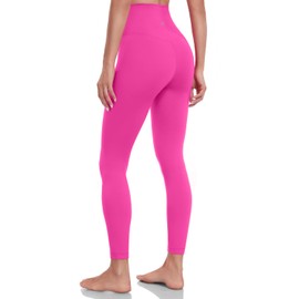HeyNuts Pure&Plain Yoga Pro 7/8 Leggings for Women, High Waisted Compression Tummy Control Workout Buttery Soft Pants 25'' Sonic Pink S(4/6)