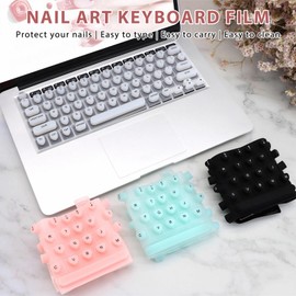 Keyboard Film for Nail Art | Full-Size Laptop Keyboard Cover Used for MacBook, Silicone Raised Keyboard Protective Cover for Nail Art, Long Nails Keyboard Cover for Typing and Gaming (Heart, Black)
