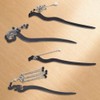 CABODYALS 4Pcs 4 Styles Black Natural Wood Hair Sticks Headdress