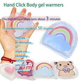 Reusable Heat Packs, Cartoon Warm Hands Treasure, Hand Warmers, Reusable Hand Warmers, Heating Packs, Gel Hand Warmers, Hot Compress, Hand Click on Body Gel Heater (Heart) (Transparent D, S)