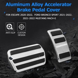 Autorder Custom Fit for Pedal Cover Ford Escape 2020-2023/Bronco Sport/Mustang Mach-E 2021-2023 Accessories Anti-Slip Aluminum Alloy Accelerator Gas Pedal Brake Pedal Pads