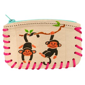 Needzo Small Faux Leather Monkey Boho Coin Purse, Southwestern Cowboy Fashion Accessories, Decorative Pouches for Jewelry, Change, Trinkets, and More, 4.5 Inches