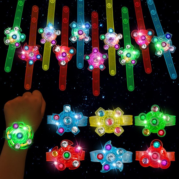 LovesTown 24PCS LED Light up Fidget Spinner Bracelets, 6 Styles