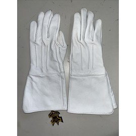 Gloves007 Men's Genuine Leather Long Cuff Gloves, Medieval White Large