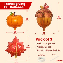 KatchOn, Thanksgiving Balloons Set, 25 Inch - Pack of 33 | Thanksgiving Decorations For Turkey Decor, Baby Shower, Autumn Decor, Harvest Decor, Fall Pumpkin Decor with Orange, Red And Yellow Balloons