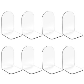 Merrynine Book Ends, 8 Pcs Acrylic Bookends for Shelves, Clear Book Holder, Plastic Bookends for Heavy Books, Book Stopper Organizer for Shelves, Desk, Office, School, 3.93"X4.72"X7.08"