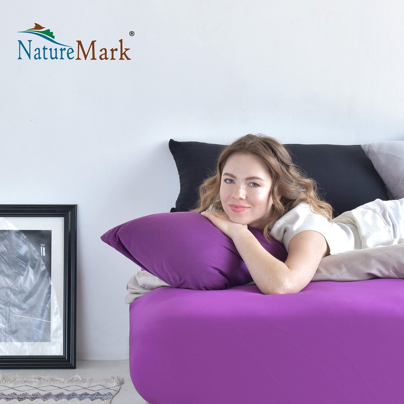 NatureMark Pack of 2 Jersey Cushion Covers, Side Sleeper Pillows,