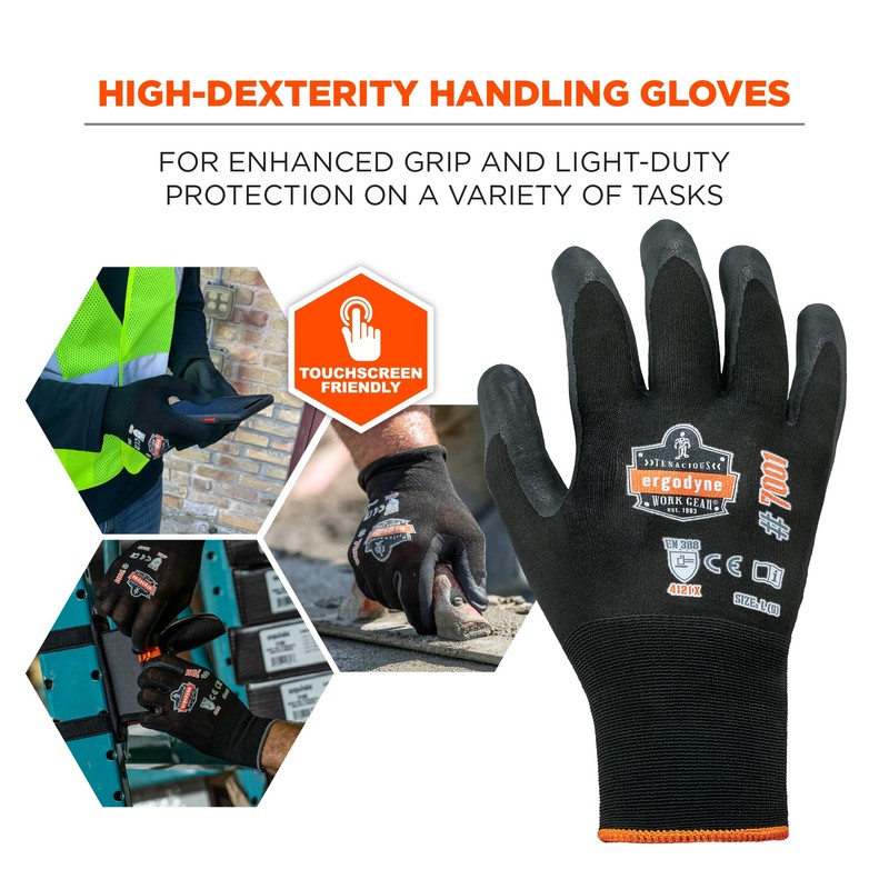 Ergodyne - 7001 2Xl Blk Abras Resis Nitrile-Coated Gloves Dsx
